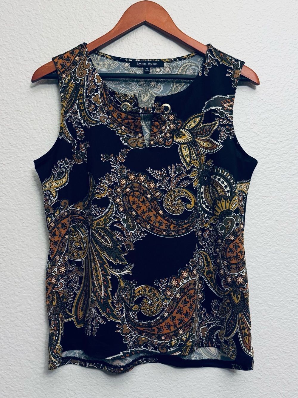 Lynn Ryan Paisley Print Sleeveless Blouse Top M